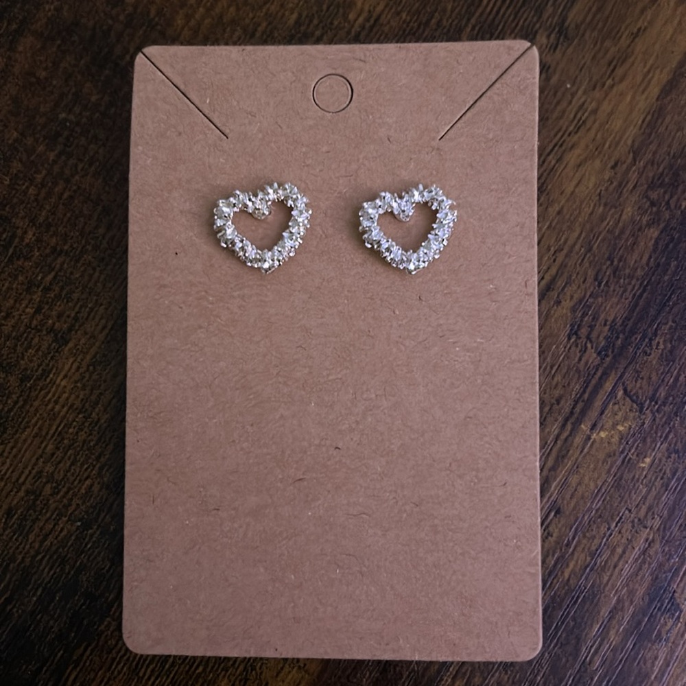 Heart Shaped Crystal Stud Earrings